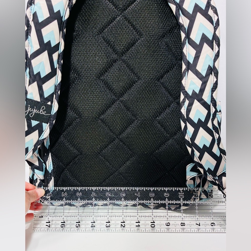 JuJuBe Be Right Back Chevron Backpack Diaper Bag Changing Pad Aqua Gray Black - Picture 12 of 13